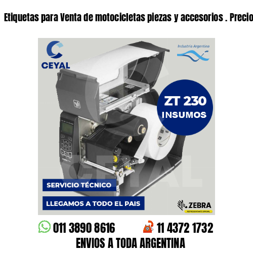 Etiquetas para Venta de motocicletas piezas y accesorios . Precios a medida