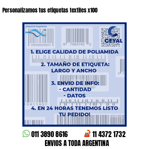 Personalizamos tus etiquetas textiles x100