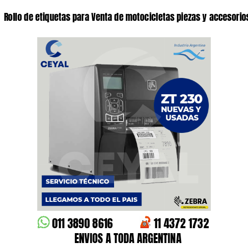 Rollo de etiquetas para Venta de motocicletas piezas y accesorios