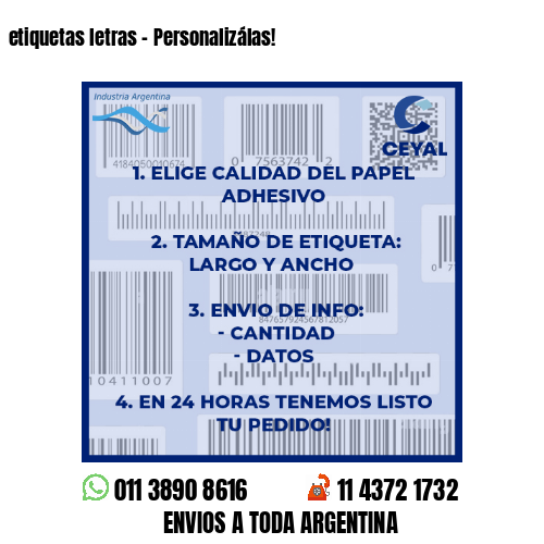 etiquetas letras – Personalizálas!