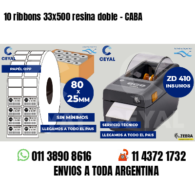 10 ribbons 33x500 resina doble - CABA
