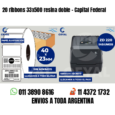 20 ribbons 33x500 resina doble - Capital Federal