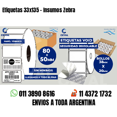Etiquetas 33x135 - Insumos Zebra