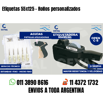 Etiquetas 55x125 - Rollos personalizados