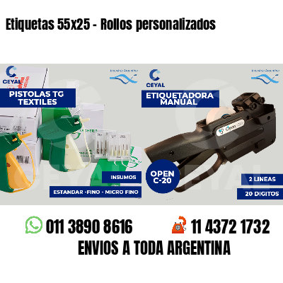 Etiquetas 55x25 - Rollos personalizados