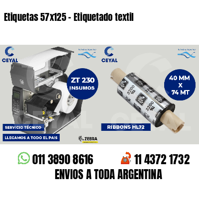 Etiquetas 57x125 - Etiquetado textil