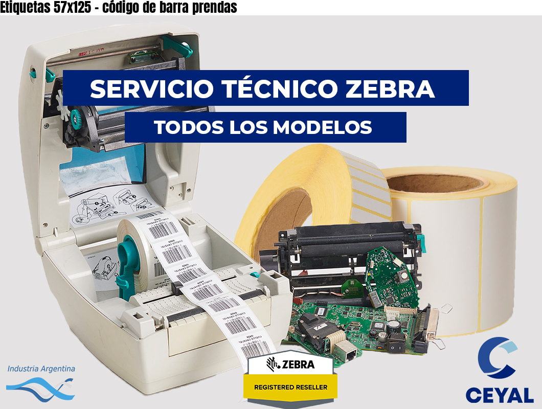 Etiquetas 57x125 - código de barra prendas