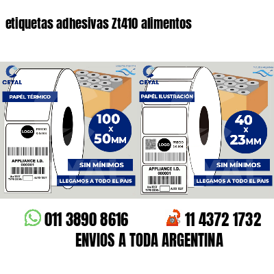 etiquetas adhesivas Zt410 alimentos