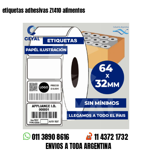 etiquetas adhesivas Zt410 alimentos