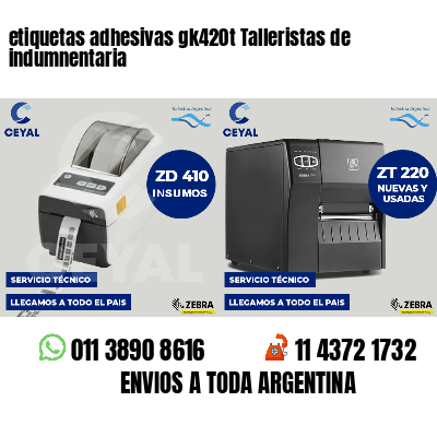 etiquetas adhesivas gk420t Talleristas de indumnentaria