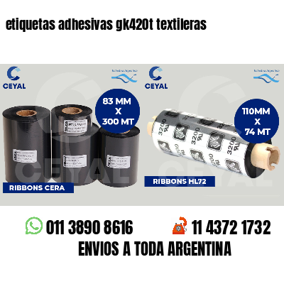 etiquetas adhesivas gk420t textileras