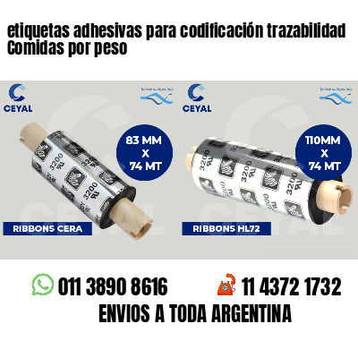 etiquetas adhesivas para codificación trazabilidad Comidas por peso