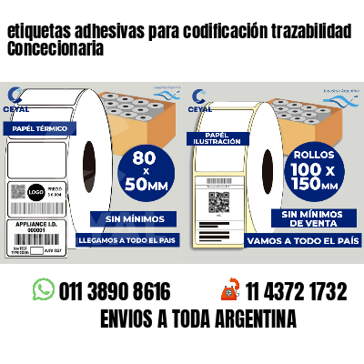 etiquetas adhesivas para codificación trazabilidad Concecionaria