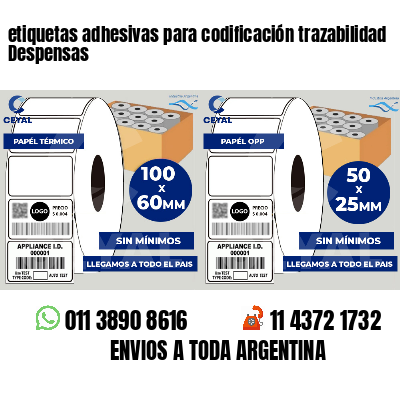 etiquetas adhesivas para codificación trazabilidad Despensas