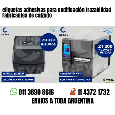 etiquetas adhesivas para codificación trazabilidad Fabricantes de calzado