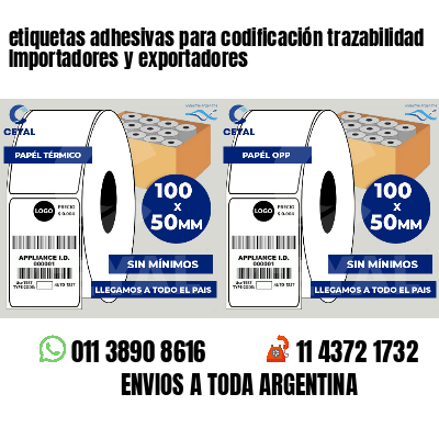 etiquetas adhesivas para codificación trazabilidad Importadores y exportadores