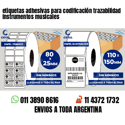 etiquetas adhesivas para codificación trazabilidad Instrumentos musicales