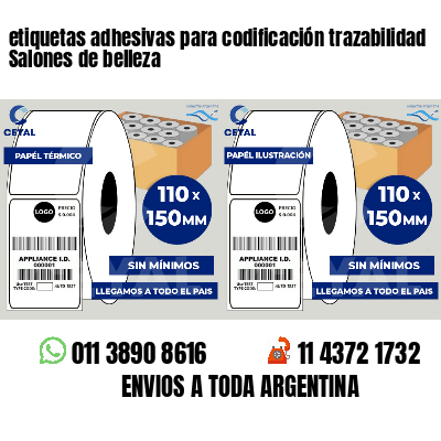 etiquetas adhesivas para codificación trazabilidad Salones de belleza