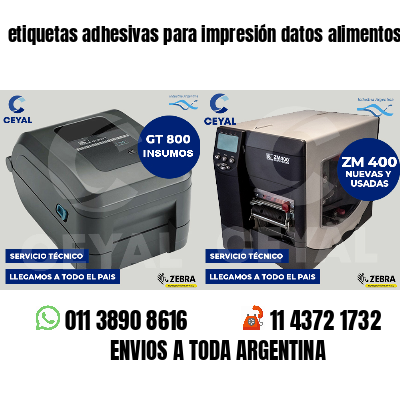 etiquetas adhesivas para impresión datos alimentos