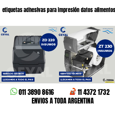 etiquetas adhesivas para impresión datos alimentos