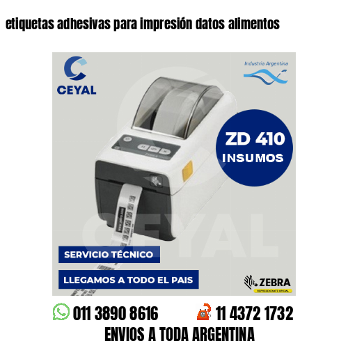 etiquetas adhesivas para impresión datos alimentos