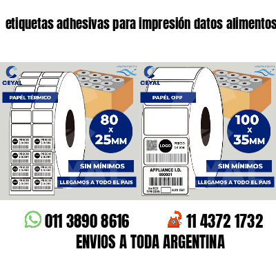 etiquetas adhesivas para impresión datos alimentos