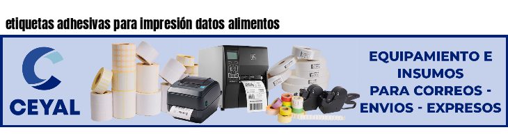 etiquetas adhesivas para impresión datos alimentos