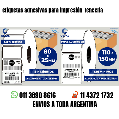 etiquetas adhesivas para impresión lenceria