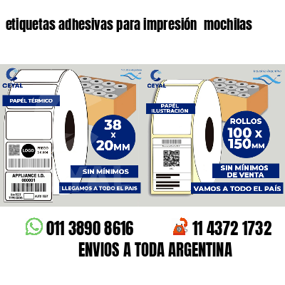etiquetas adhesivas para impresión mochilas