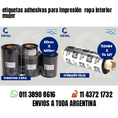 etiquetas adhesivas para impresión ropa interior mujer