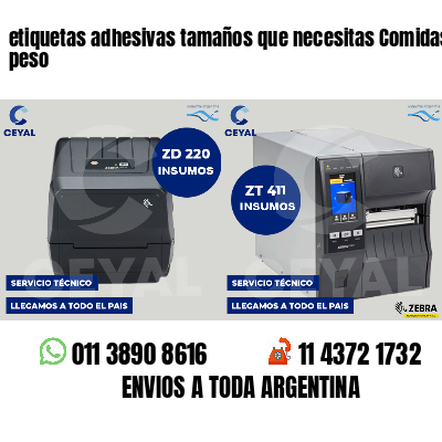 etiquetas adhesivas tamaños que necesitas Comidas por peso