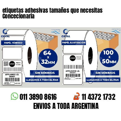 etiquetas adhesivas tamaños que necesitas Concecionaria