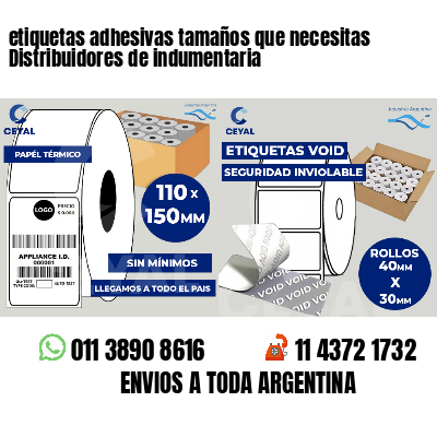 etiquetas adhesivas tamaños que necesitas Distribuidores de indumentaria