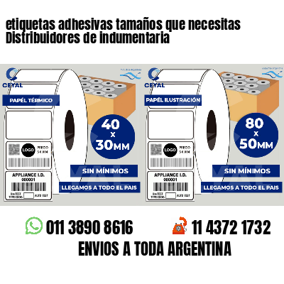 etiquetas adhesivas tamaños que necesitas Distribuidores de indumentaria