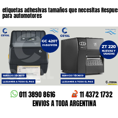 etiquetas adhesivas tamaños que necesitas Respuestos para automotores