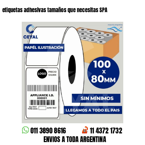 etiquetas adhesivas tamaños que necesitas SPA