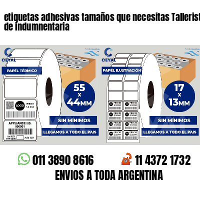 etiquetas adhesivas tamaños que necesitas Talleristas de indumnentaria