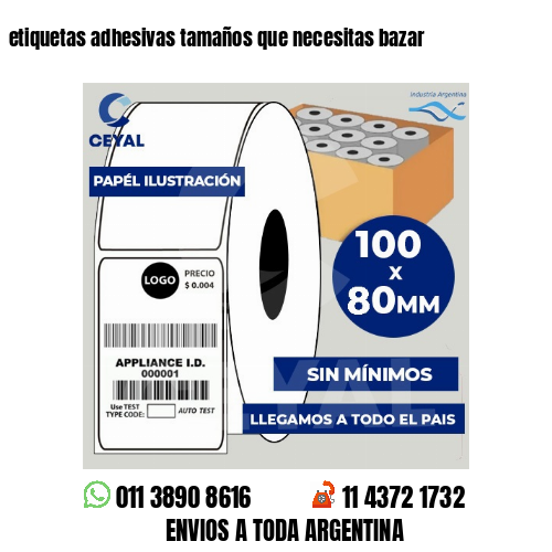etiquetas adhesivas tamaños que necesitas bazar