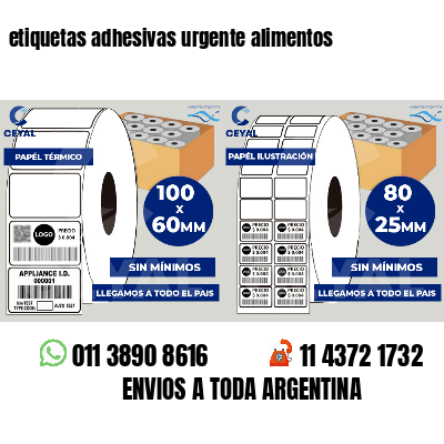 etiquetas adhesivas urgente alimentos