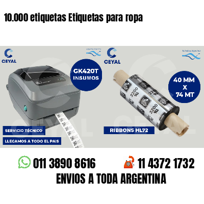 10.000 etiquetas Etiquetas para ropa