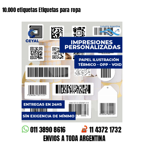 10.000 etiquetas Etiquetas para ropa
