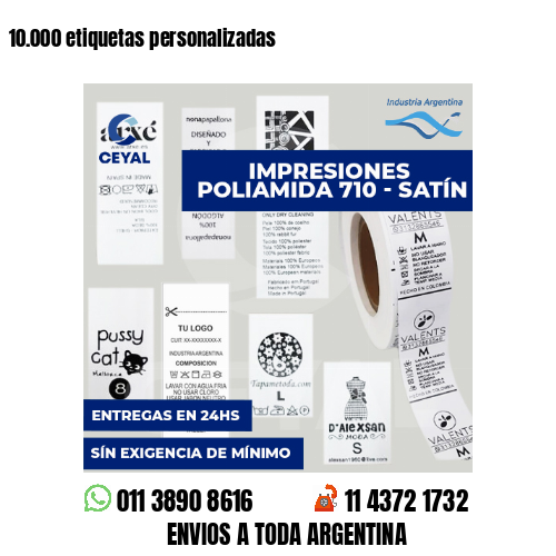 10.000 etiquetas personalizadas