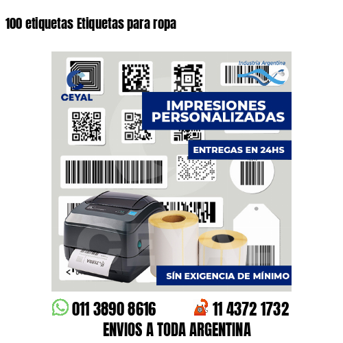 100 etiquetas Etiquetas para ropa