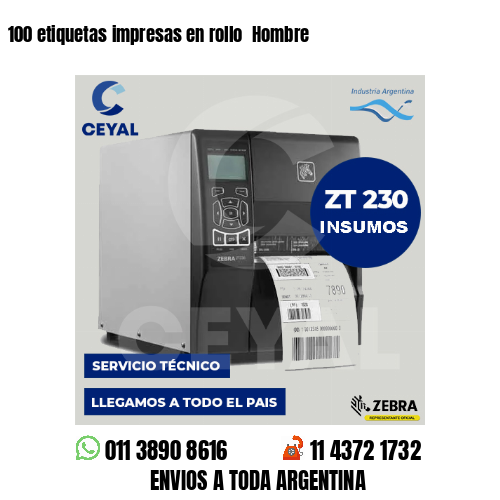 100 etiquetas impresas en rollo Hombre