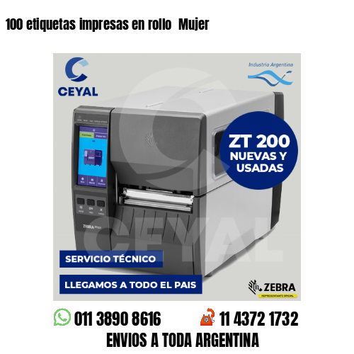 100 etiquetas impresas en rollo Mujer