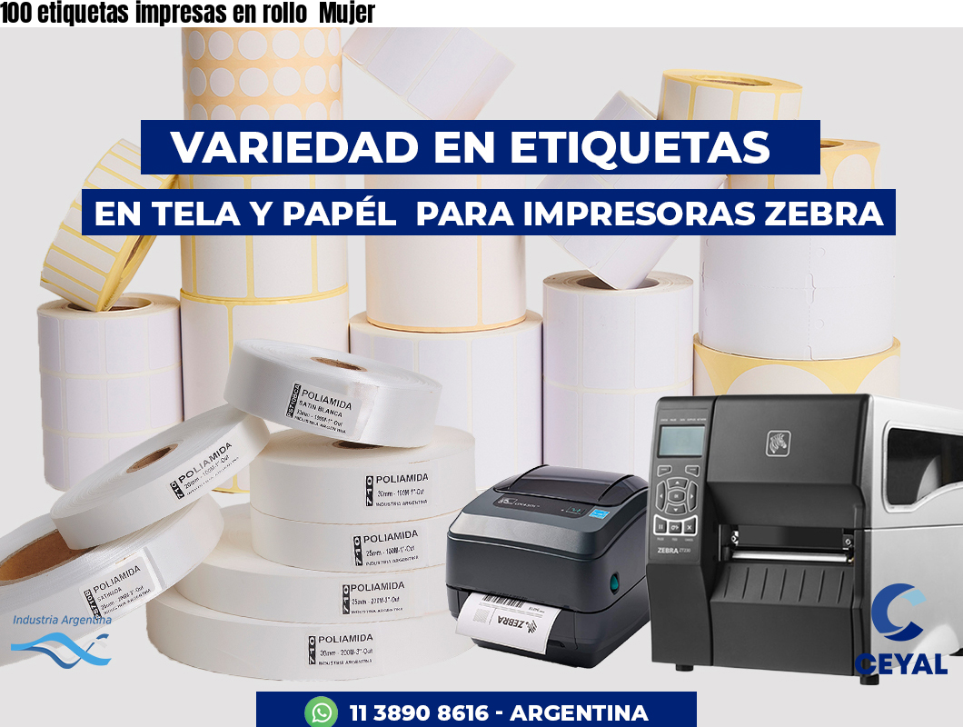 100 etiquetas impresas en rollo  Mujer