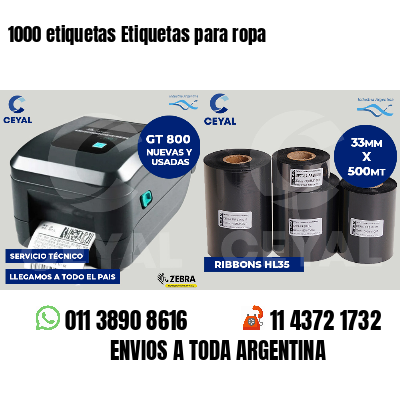 1000 etiquetas Etiquetas para ropa