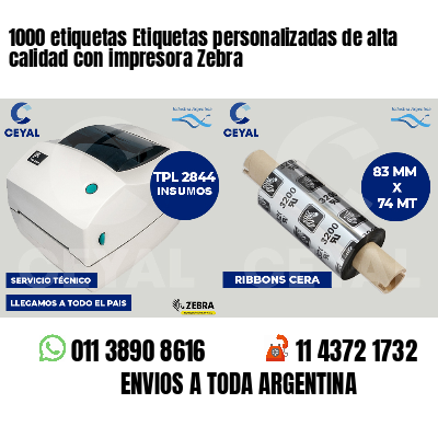 1000 etiquetas Etiquetas personalizadas de alta calidad con impresora Zebra