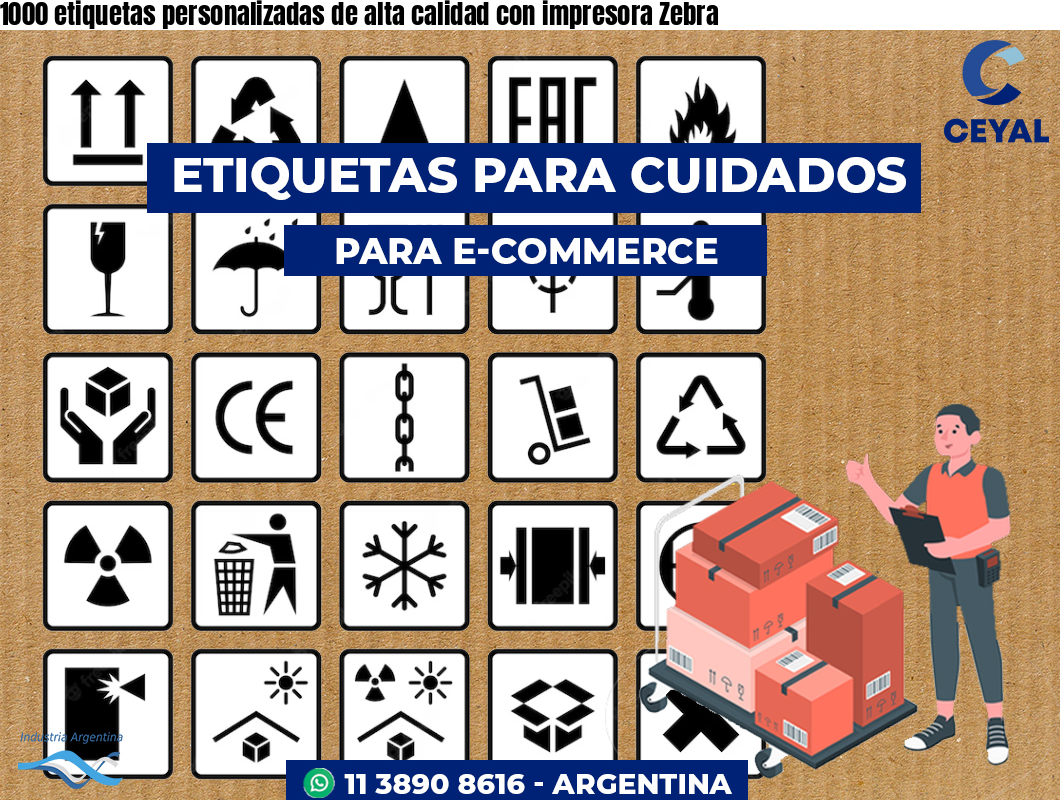 1000 etiquetas personalizadas de alta calidad con impresora Zebra