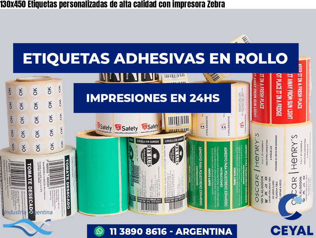 130×450 Etiquetas personalizadas de alta calidad con impresora Zebra